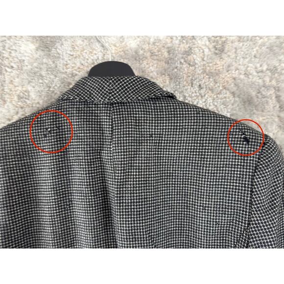 Talbots Size 12 Wool Career Notched Blazer Jacket Black/White Long Sleeve Button - Picture 2 of 9